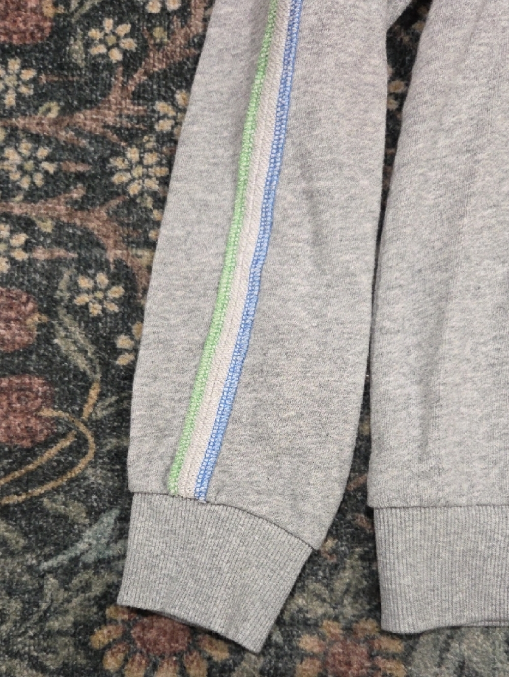 PJ Salvage Light Gray Sweatshirt with Pastel Sleeve Stripes - Picture 6 of 8